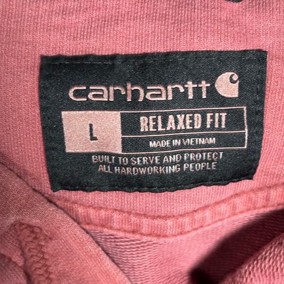 Carhartt Men’s Relaxed Fit Rosewood Red Cotton Hoodie Size L - Picture 7 of 7